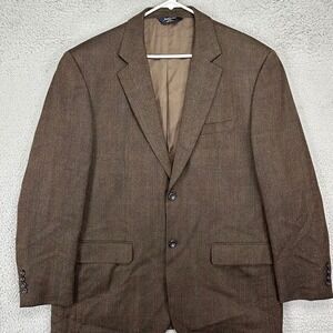Joseph Feiss Lambswool Herringbone Blazer Adult 44 Regular Brown Sport Coat Mens